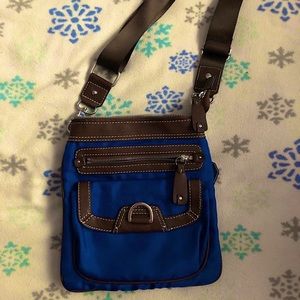 Blue and brown purse